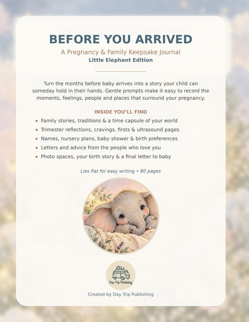 Before You Arrived – Little Elephant Edition | Pregnancy & Family Keepsake Journal
