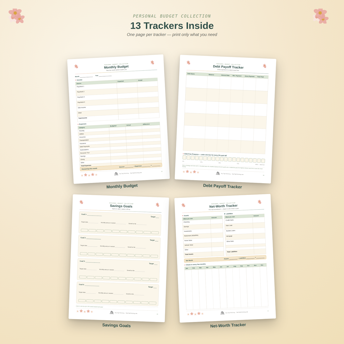 Personal Budget Collection | Printable PDF Budget Planner